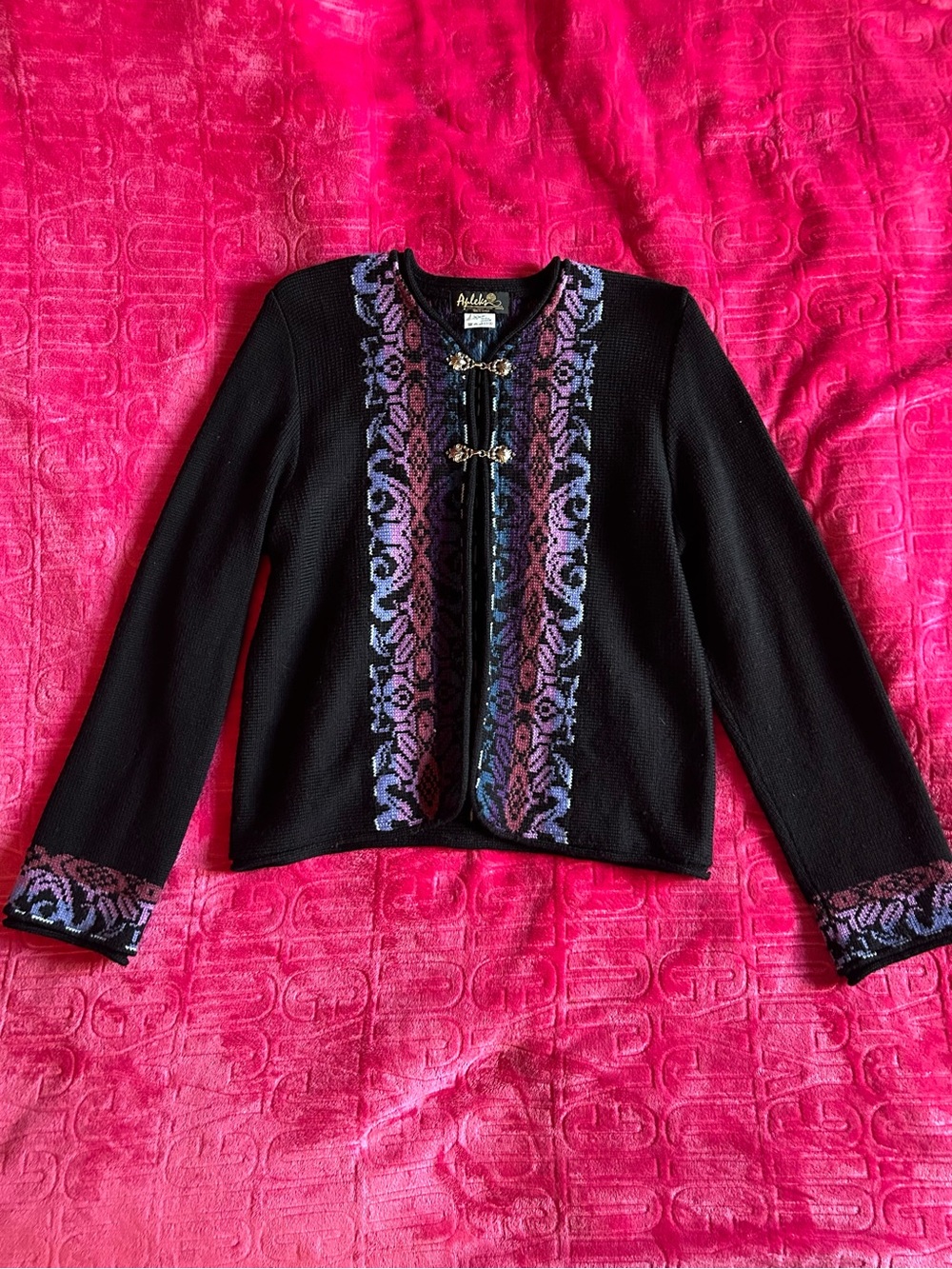 Vintage Wool Cardigan with Ornate Clasps